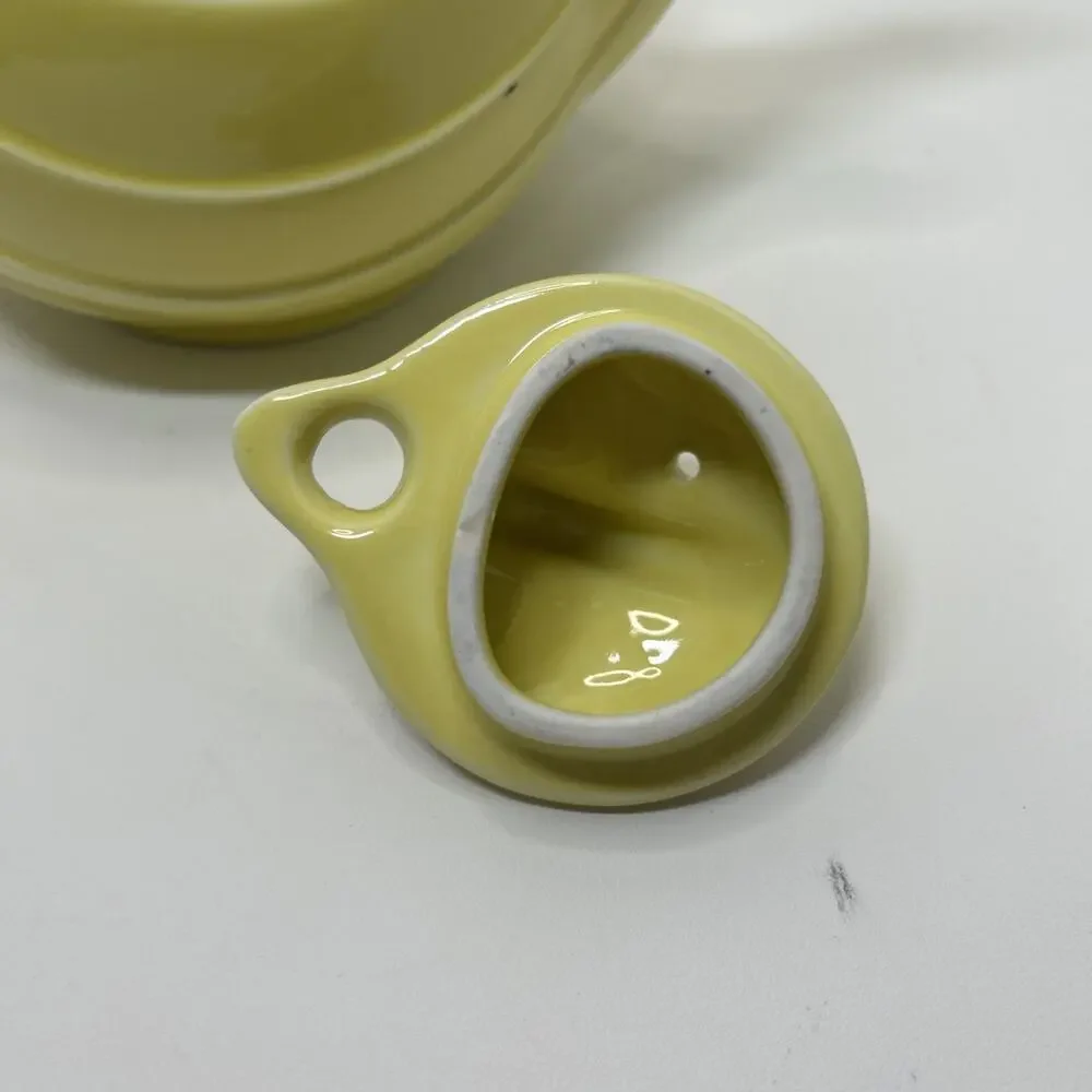 Vtg HALL 6 Cup Teapot Parade Yellow w/ Gold Acorn Oak Leaf Design Ceramic 0799